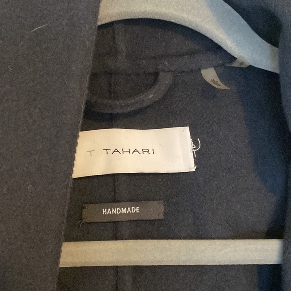 T Tahari Navy Winter Pea Coat with Strap Alone Waist - Picture 3 of 3